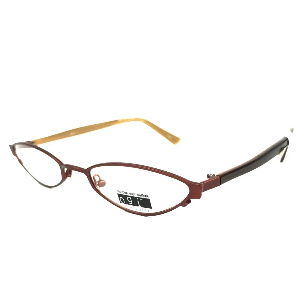 ogi Petite Eyeglasses Frames 9018 COL. 61 Brown Gold Cat Eye Full Rim 50-19-135